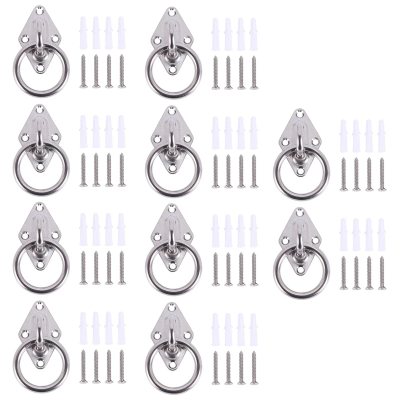 

10Pcs 80Mmx50mm Mounting Hook For Wall Or Ceiling With Round Ring Stainless Steel - Bracket / Attachment