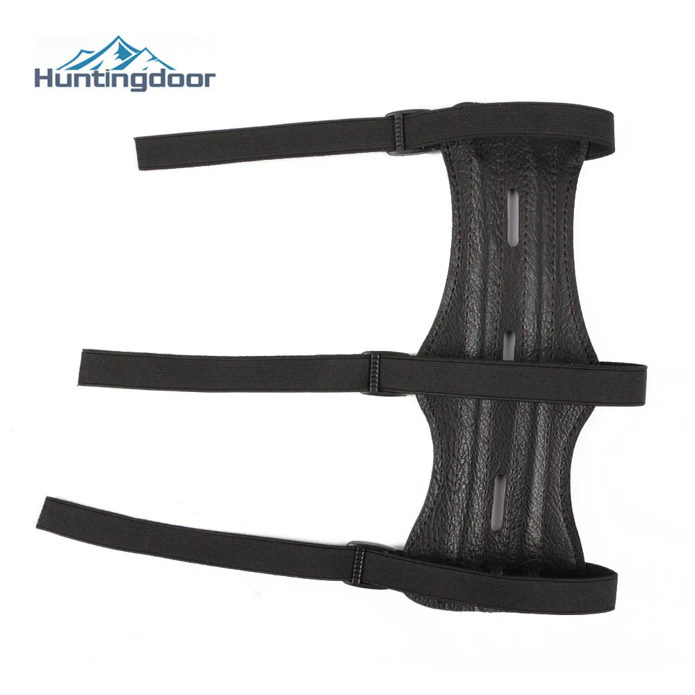 Archery PU Leather Arm Guard Protection Forearm Safe for Bow Outdoor Hunting Shooting Training Accessories 3 Holes 3 straps archery arm guard