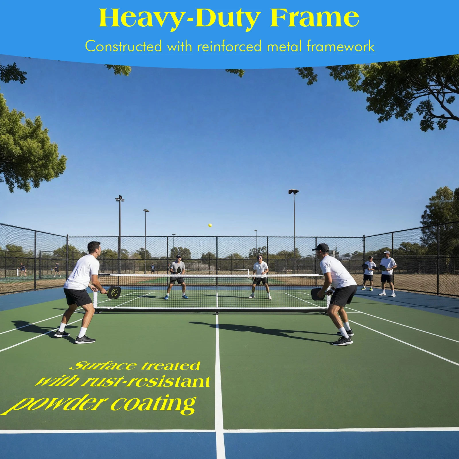 Heavy Duty Pickleball Net with Wheels Lightweight Professional Pickle Ball Game Net Stand for Tennis Driveway Backyard