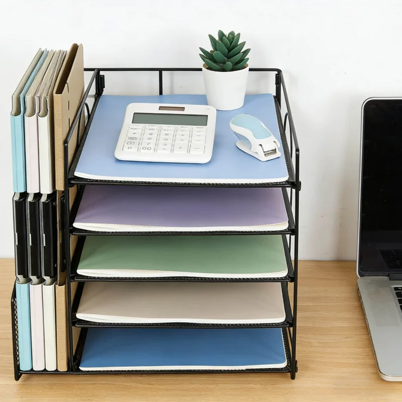 5Layer Paper File Rack Office Desktop Document Organizer Storage Box ...
