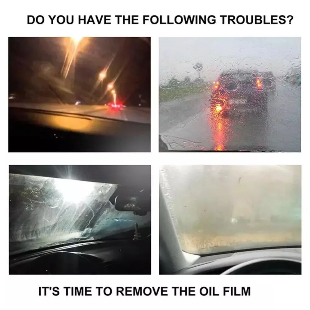 Fiber Car Wipes Glass Cleaning Towel 5 Bags Portable Car Glass Oil Film Removal Wipes Anti-rain Anti-fog Car Windshield Glass Cleaner Oil Stain Cleaner Wet Towel