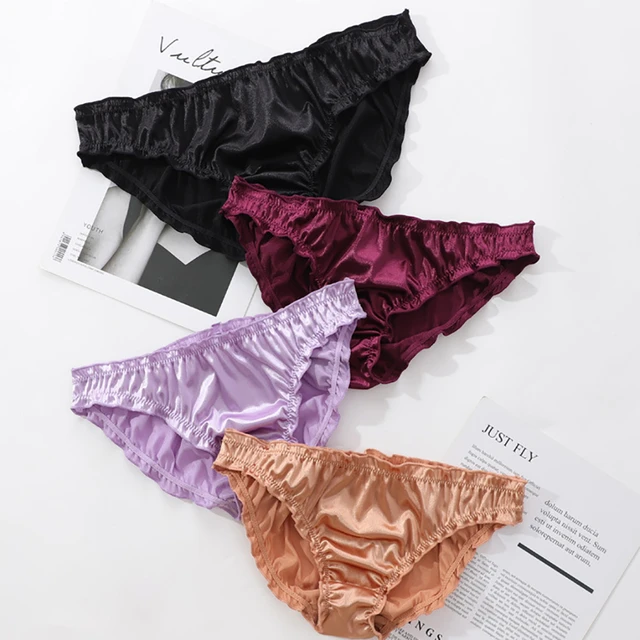 Satin Panties For Women Low-Waist Ruffle Milk Silk Sexy Underwear