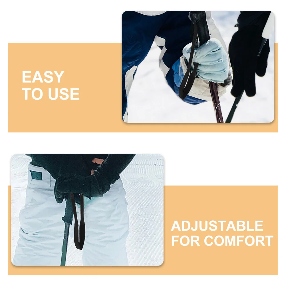 Trekking Pole Strap Ski Stick Strap For Walking Stick Wristband Trekking Camping Hiking Outdoor Sports 2 Pcs Black