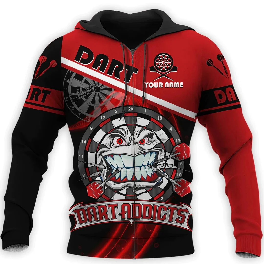 thumbnail image 1 of Sudadera con capucha y cremallera con estampado de dardos en 3D y juego de bar, tendencia de hip hop, ropa de otoño de talla grande, 1 of 5
