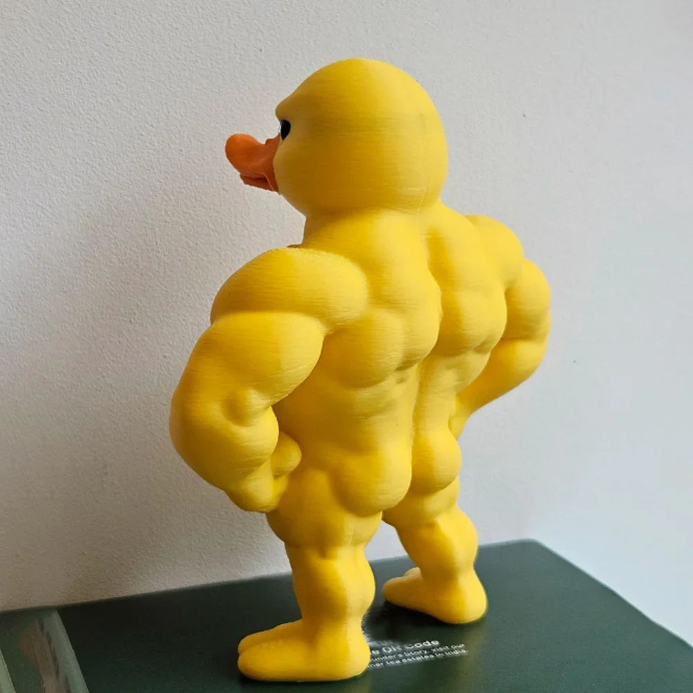 Muscular Duck Statue - Funny Gym Decor, Desk Decoration for Home, Office, or Gifts, Durable Plastic Construction