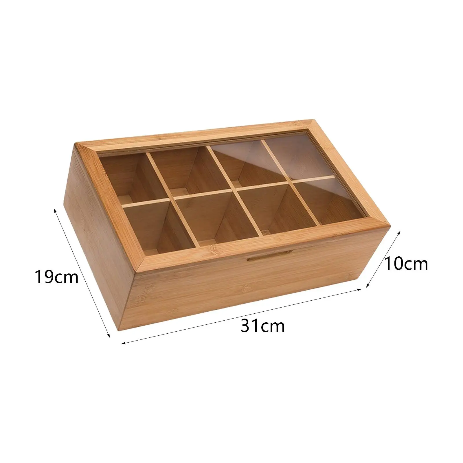 Wooden Tea Box with Lid Divided Multipurpose Jewelry Case Small Wooden Box for Desktop Home Kitchen Cabinet Organization