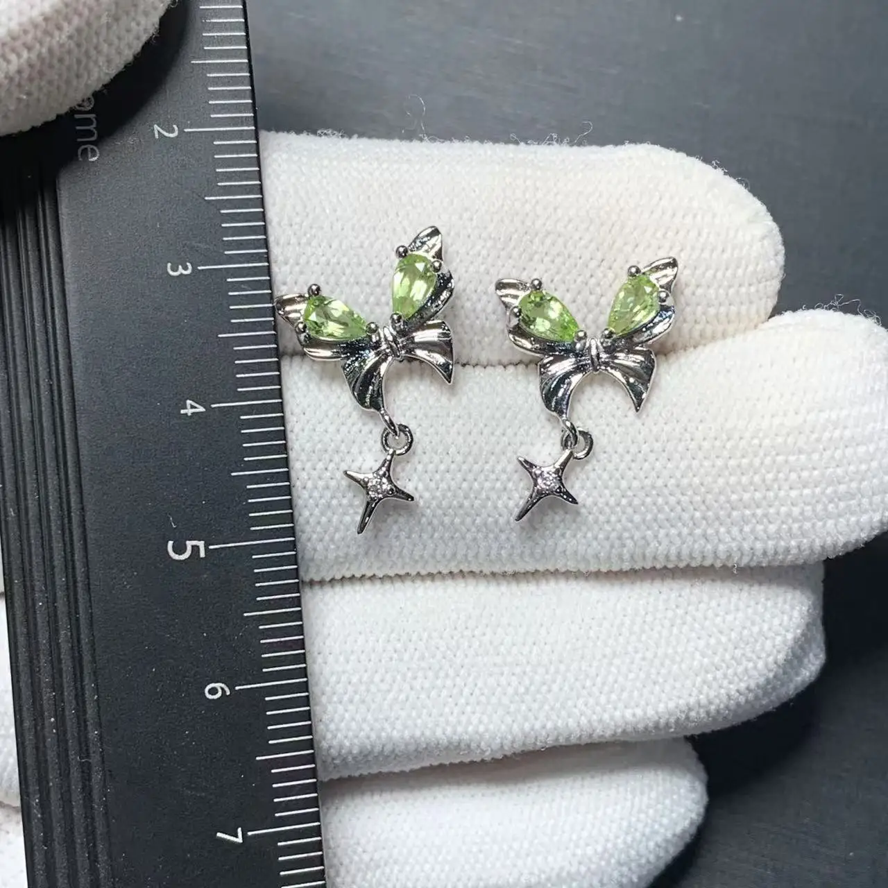 Jewelry Natural Peridot 925 Sterling Silver Stud Earrings For Women Gift Simple Peridot Jewelry Green
