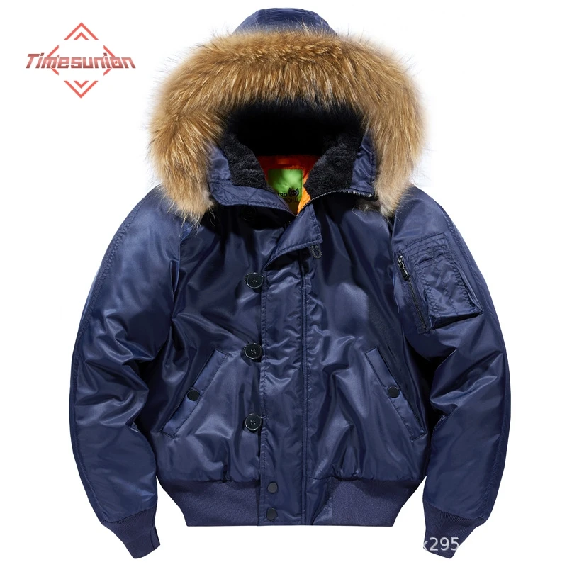 

Add Cotton Winter Jackets for Men Thicken Air Force MA1 Bomber Jacket Detachable Fur Collar Parkas Coat for Men