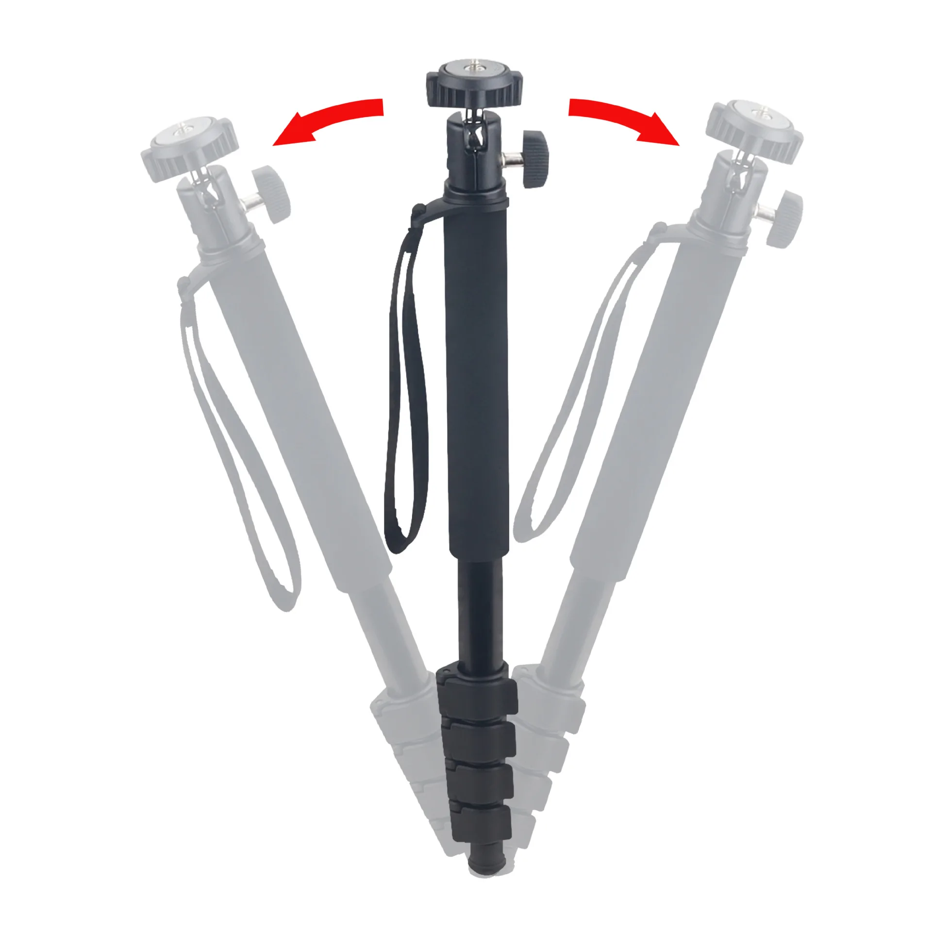 Aluminum Hunting Shooting Accessory V Shaped Rotating Yoke Monopod Telescopic Shooting Stick Hunting Stick with Shoulder Strap