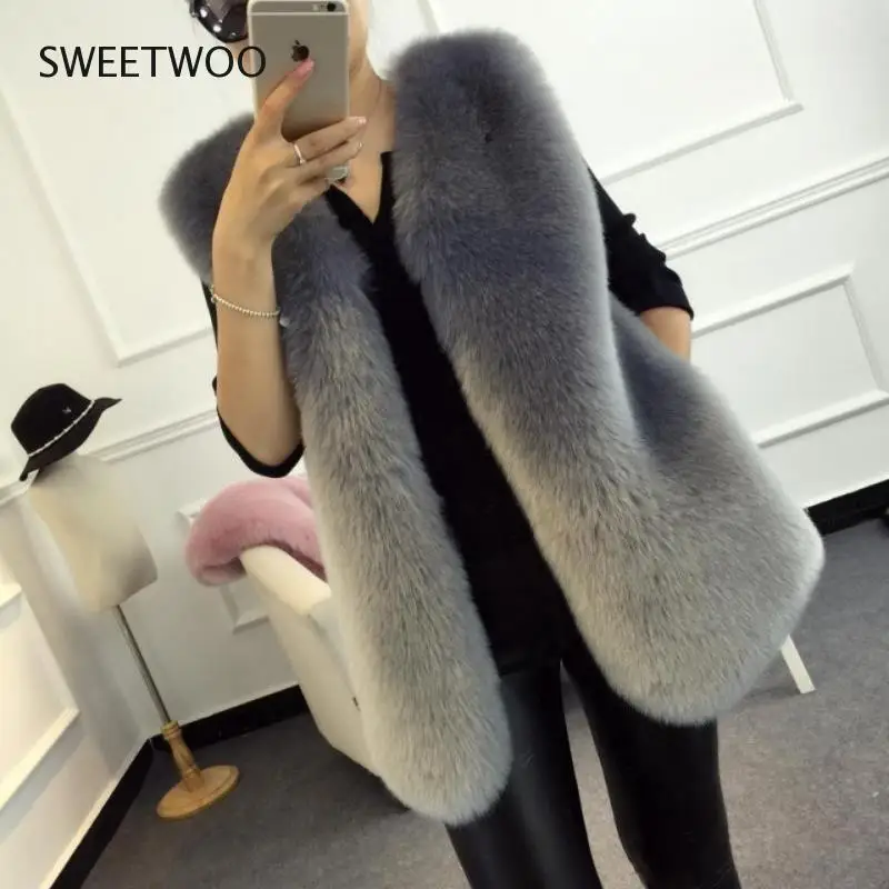 Woman Fashion Spring Winter Coat Female Faux Fur Vests Ladies Sleeveless Waistcoat Warmer Jacket Coat Outwear Mujer 2022 Slim removable hooded big pocket denim vests women waistcoat fashion slim short jeans vest vintage blue sleeveless jacket coat female