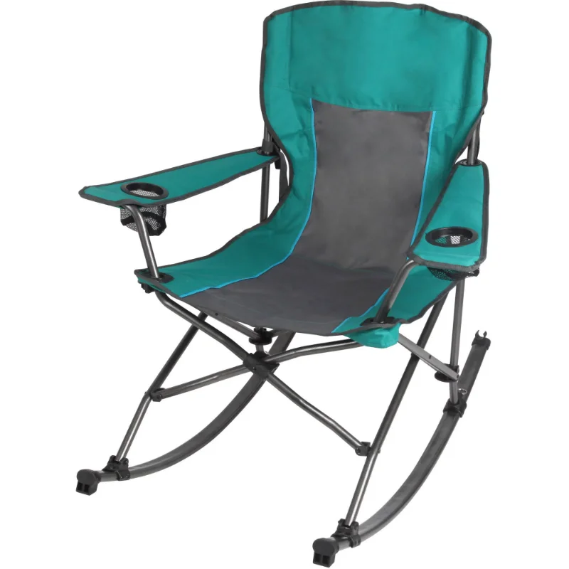 Ozark Trail Foldable Comfort Camping Rocking Chair, Green, 300 Lbs Capacity, Adult Outdoor Furniture  Beach Chair Chaise Lounge