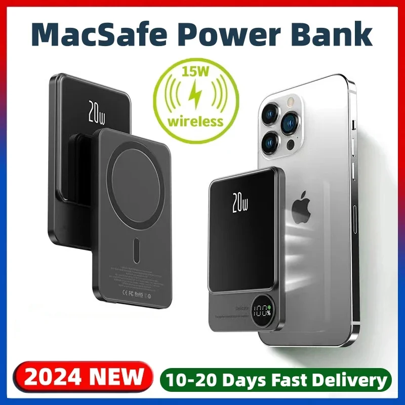 

New Magnetic Power Bank Portable Wireless Charger For iPhone 15 14 13 12 11 Pro Max Macsafe Powerbank External Auxiliary Battery