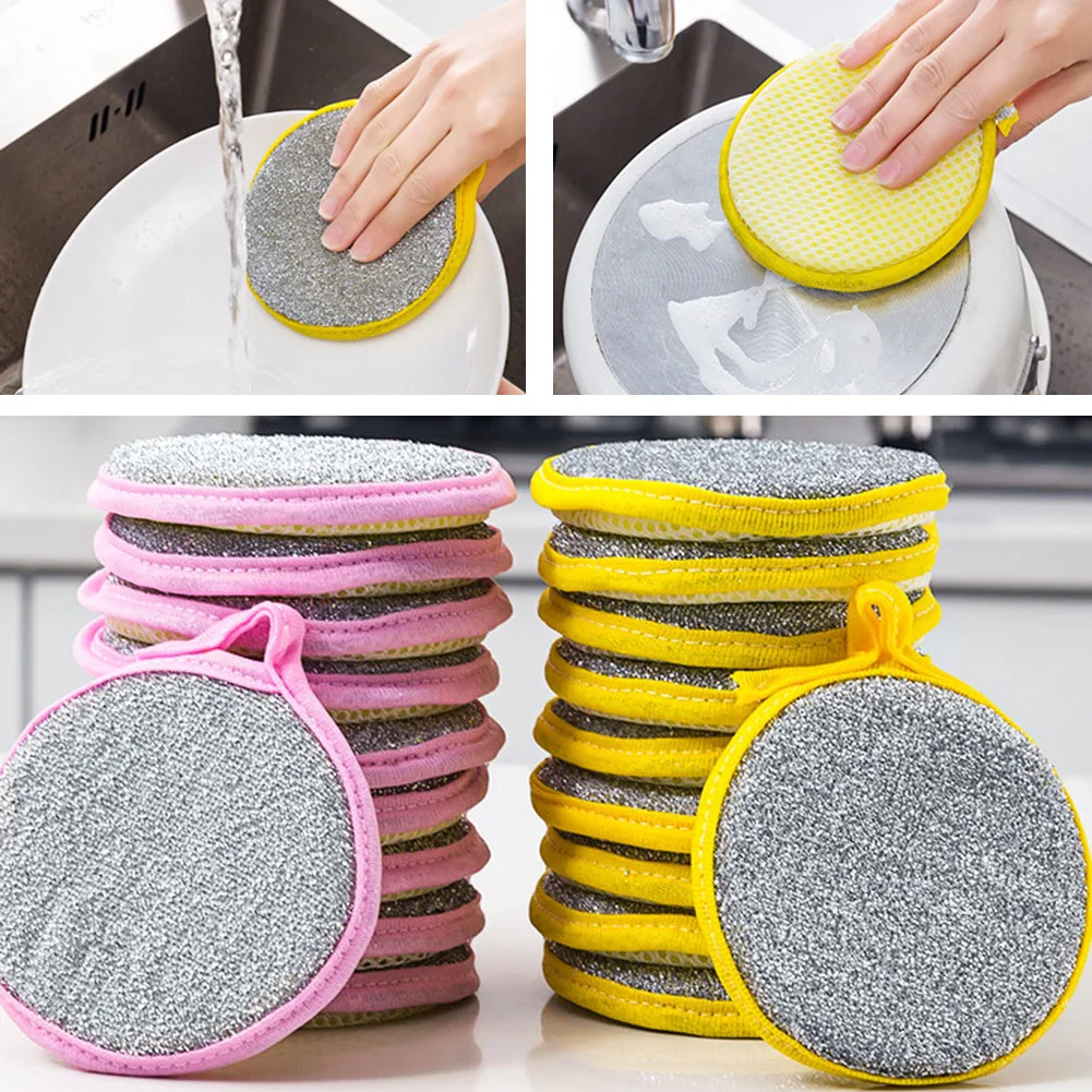 

5Pcs Double Side Dishwashing Sponge Pan Pot Dish Wash Sponges Household Cleaning Tools Kitchen Tableware Dish Washing Brush