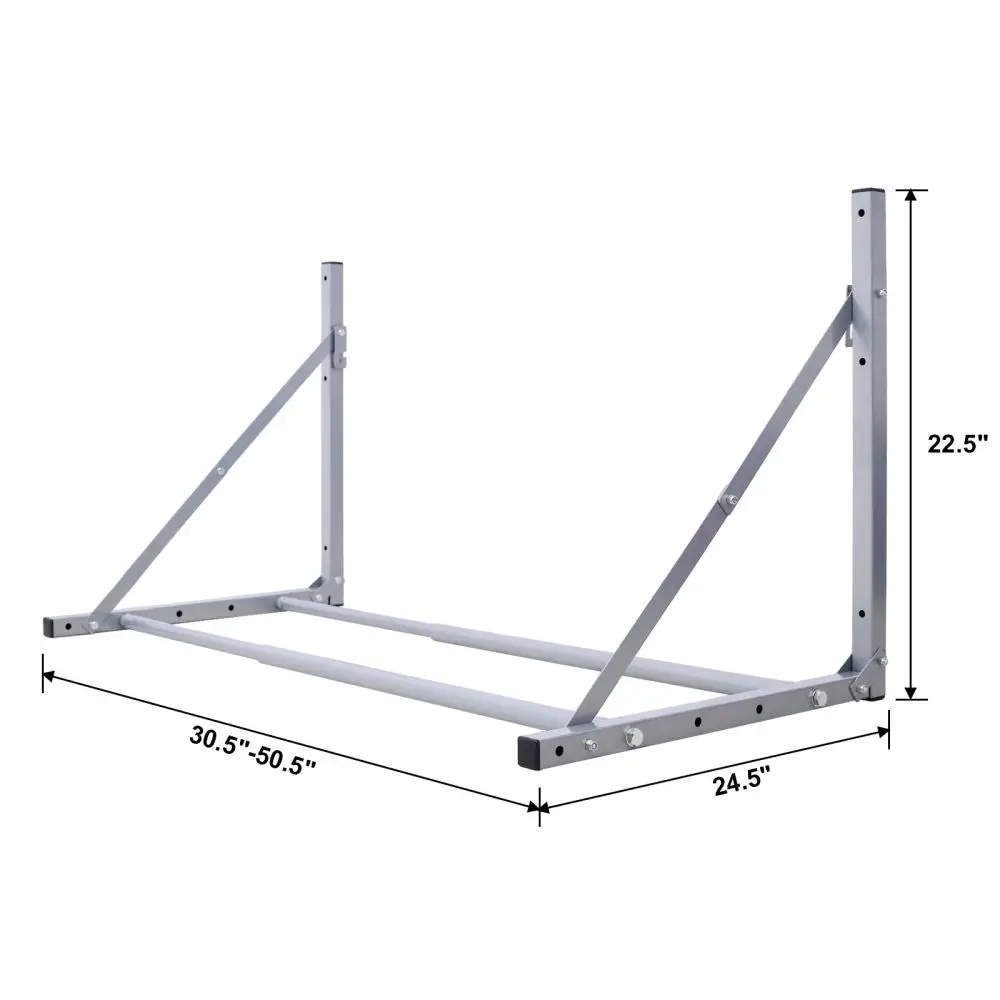 Dreamzon Wall-Mounted Folding Tire Storage, 30.5 to 50.5 Inches Wide, Supports 300 Pounds, Silver