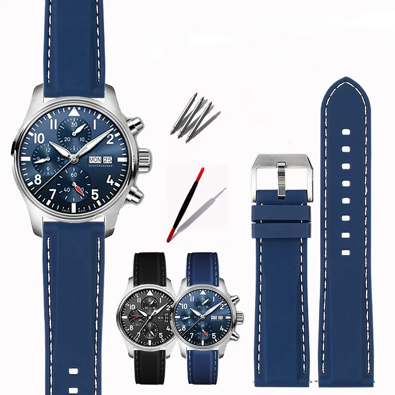 Cinturino In Gomma Di Alta Qualità Per Iwc Mark 18 Portoghese Timekeeping Grand Pilot Little Prince Series Cinturino Per Orologio 22Mm