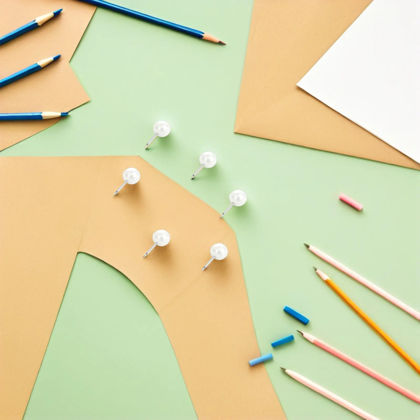 50개입 진주 디자인 플라스틱 압정, 게시판, 달력, 공예 프로젝트, 벽걸이 용도에 적합한 장 푸시핀
