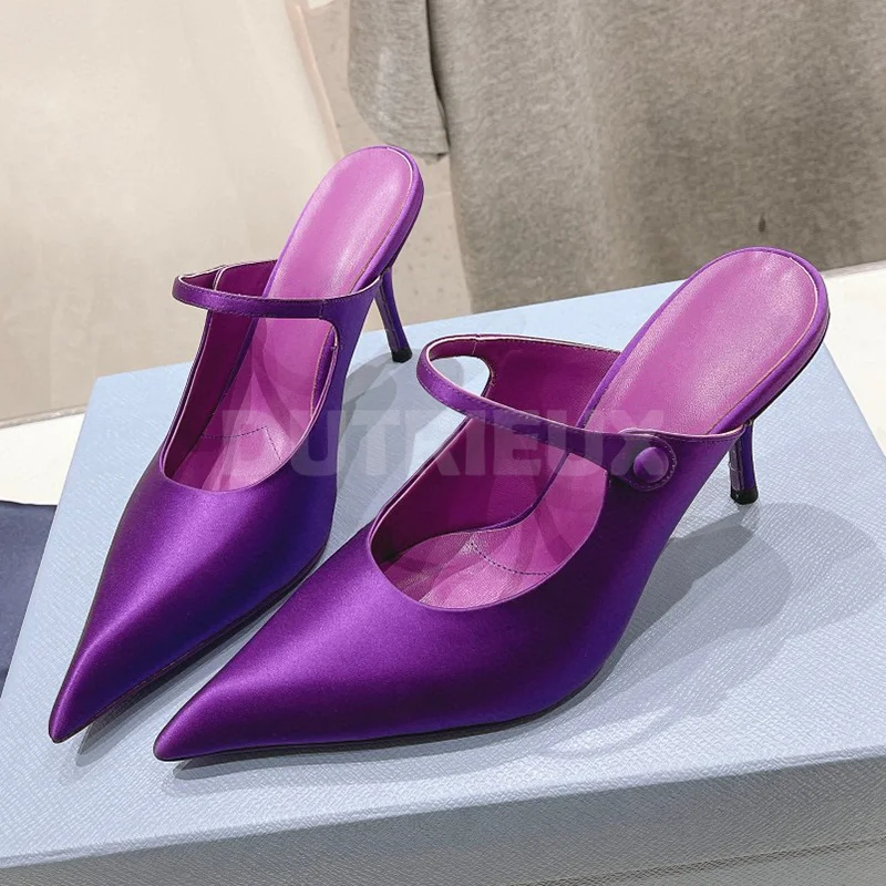 

Women Slippers Summer 2023 New Style Unique Pointed Toe Shallow Mouth Design Ladies Shoes Can Cute Sweet Slippers