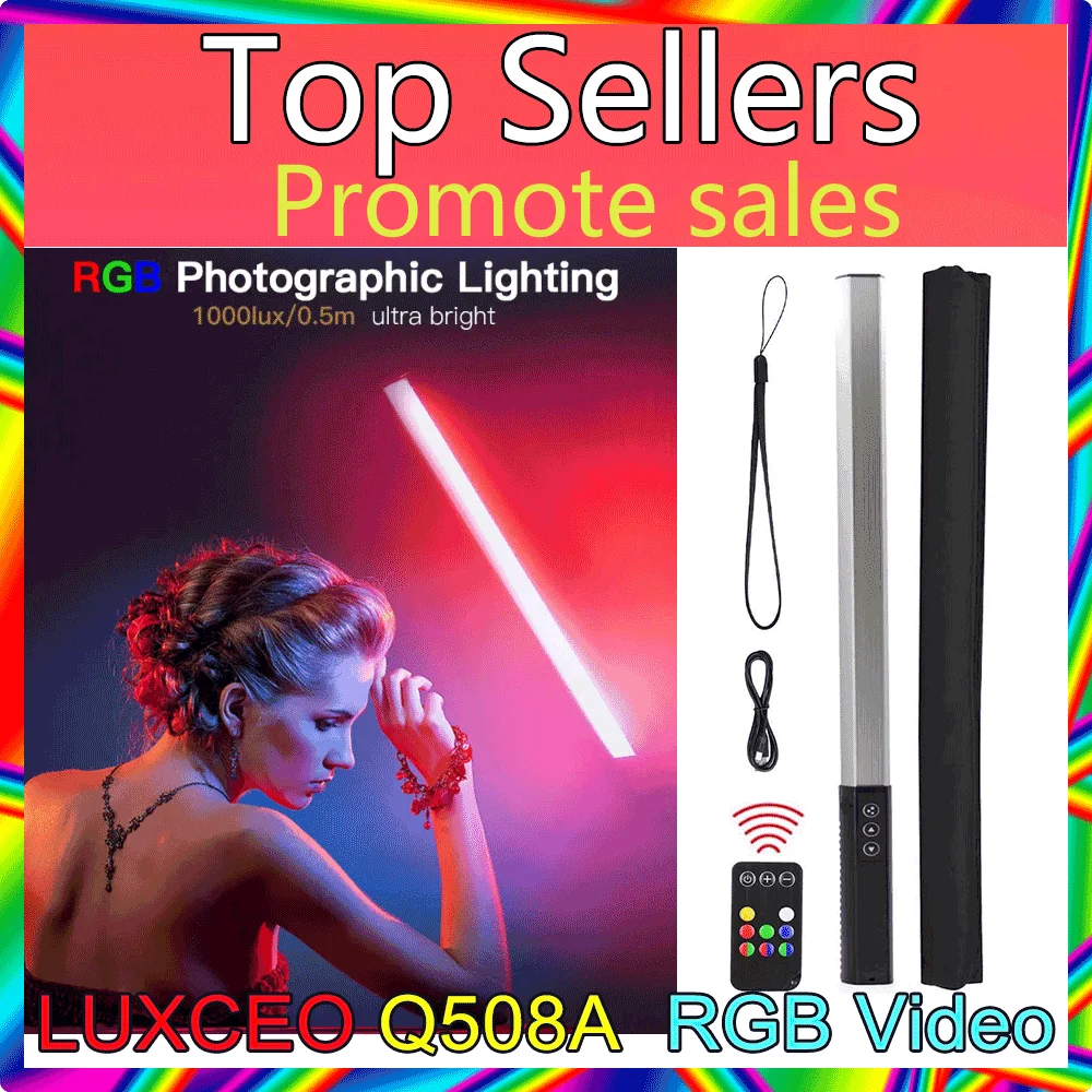 LUXCEO Q508A RGB LED Luz de vídeo bastão de fotografia com controle LUXCEO Q508A RGB LED Luz de vídeo bastão de fotografia com controle