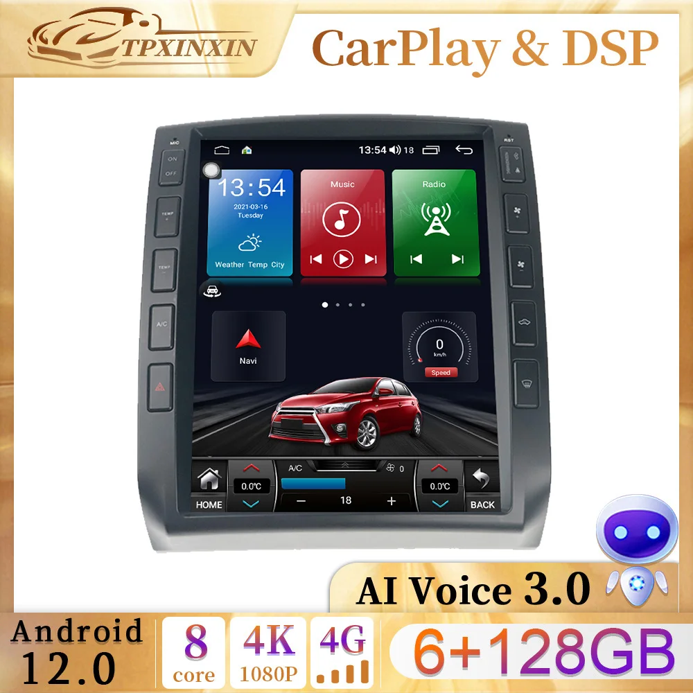 

8+128GB Tesla Screen Android 13.0 For Toyota Tacoma 2 HILUX 2005-2015 Car Radio Multimedia CarPlay Player Navigation GPS Stereo