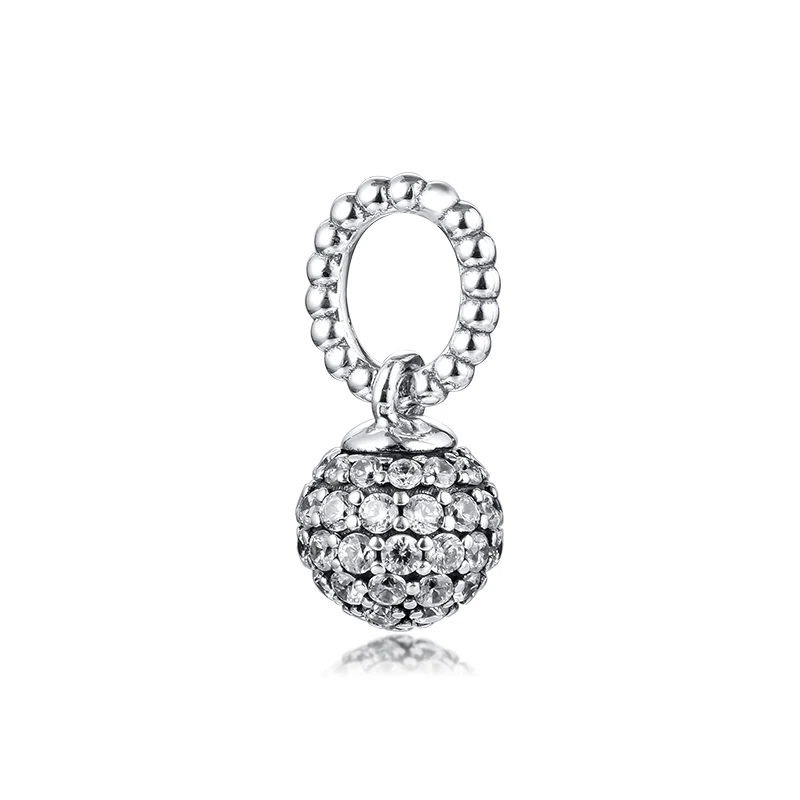 

Silver 925 Jewelry Pave Ball Pendant Holiday Gifts Accessories For Women Bracelet Femme Free Shipping Items Make Up Beads