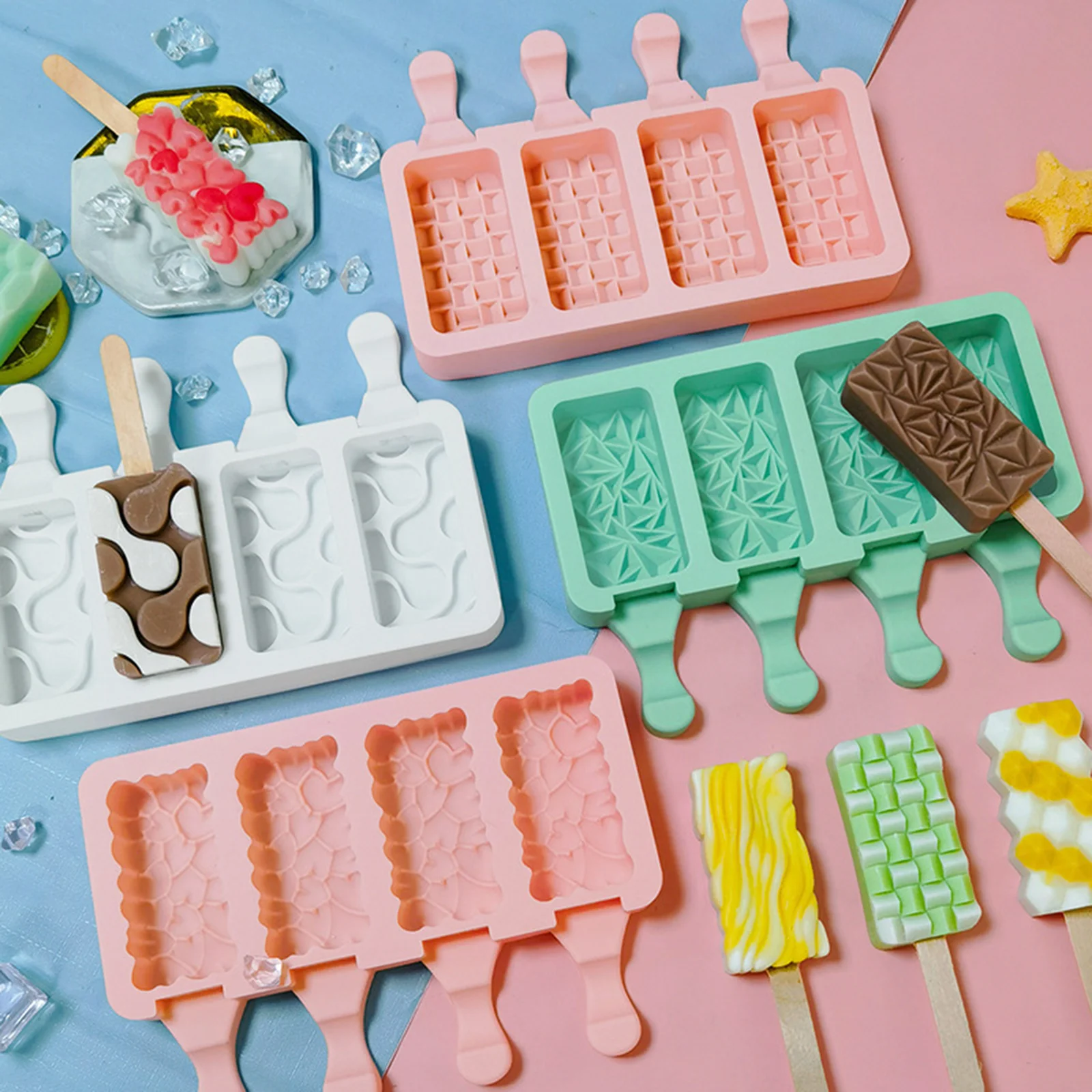 Small Squares Silicone Ice Cream Mold Diy Chocolate Dessert Popsicle Moulds Tray Ice Cube Maker Homemade Tools Summer Party Supp