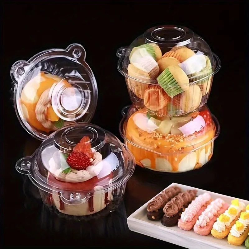 50 Pcs Value Pack Clear Plastic Cupcake Boxes with Lids - Perfect for Muffins, Mousse, Pastry & Sandwiches for Party Use