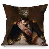 Cat General Portrait Imitate Famous Oil Painting Art Decorative Cushion Cover Nordic Funky Animal Style Sofa Throw Pillow Case 2