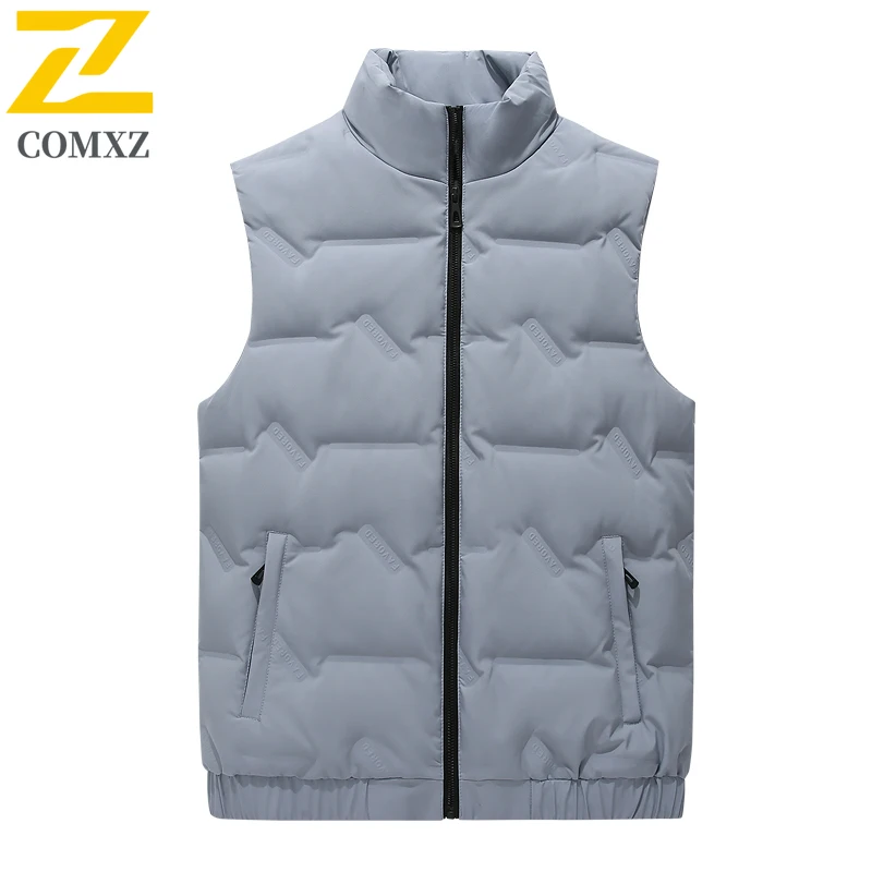 COMXZ Winter Men solid color Vest Down Jacket Lightweight Down Jacket Duck Down Cotton Waterproof Windproof outdoor sports Coat