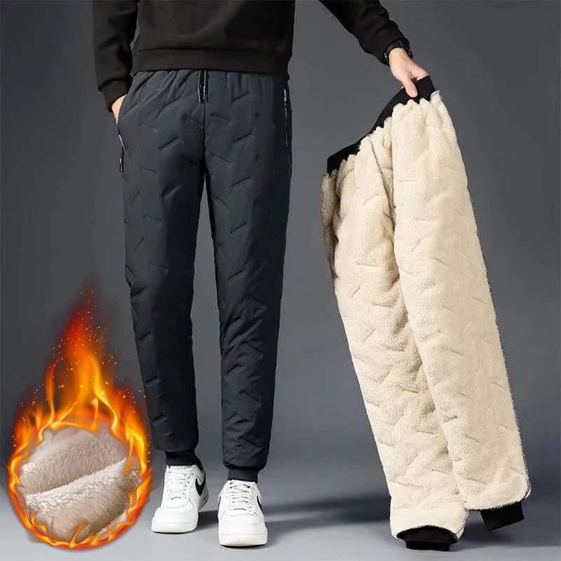 

Men Winter Warm Lambswool Thicken Sweatpants Men Outdoors Leisure Windproof Jogging Pants Brand High Quality Trousers Men