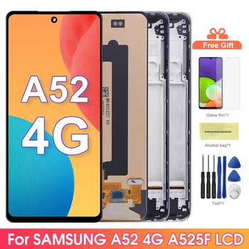 Schermo da 6,5" A52 4G per Samsung Galaxy A52 A525 A525F A525M Display LCD Touch Screen digitale con gruppo telaio