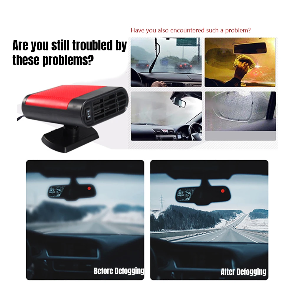 800W Car Heater 12V Electric Cooling Heating Fan Electric Heater Fan Windshield Defogging Demister Defroster Car supplies