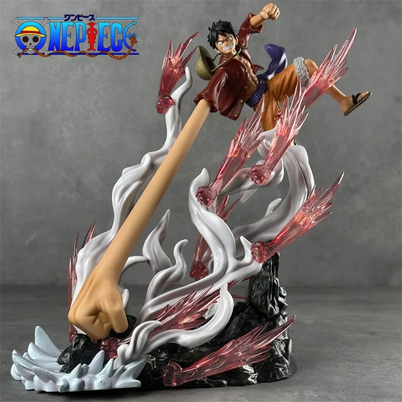 

30cm One Piece Gk Machine Gun Lufei Pvc Battle Scene Anime figure Peripheral Handmade Model Desktop Decoration Collection Gifts