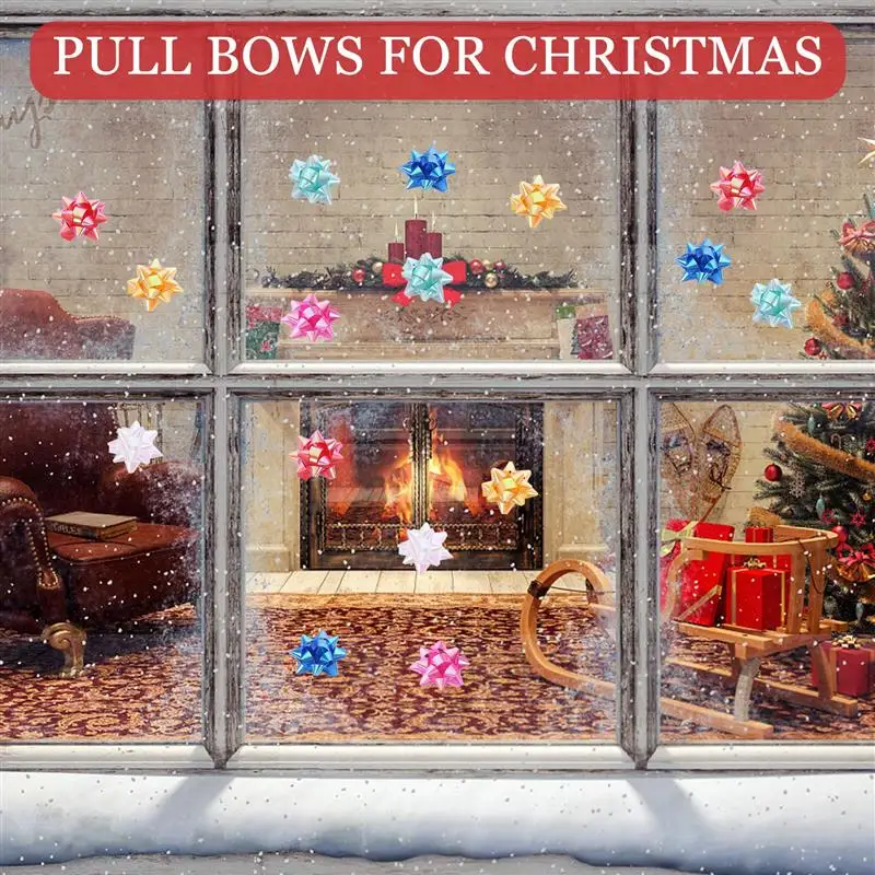 Ribbon Bow Decoration Christmas Bow Ornaments 70pcs Christmas Decoration Pull Bows Gift Knot Ribbon 2-Inch Star Lace Ribbon Birthday Party Wedding Gift Packaging Wrapping