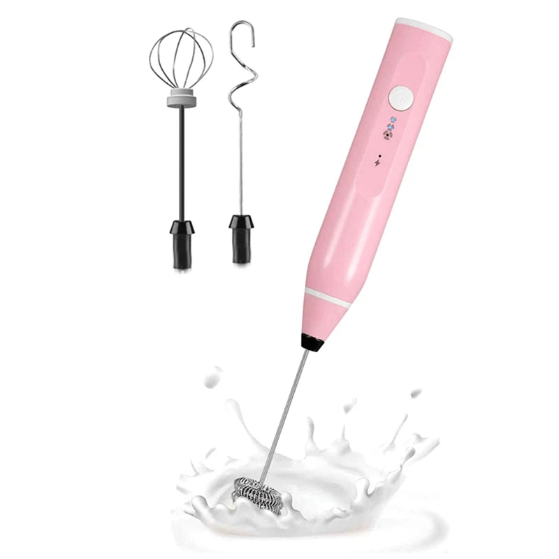 Mini Electric Handheld Milk Frother Electric Blender With USB Electrical Maker Whisk Mixer For Milk Frother Cappuccino Pink