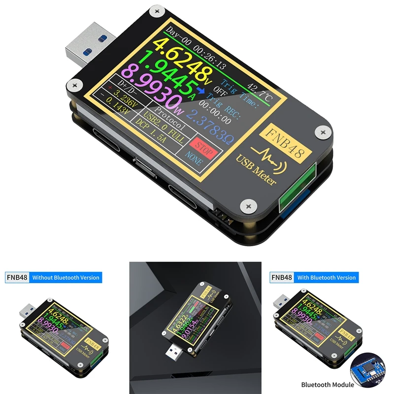 FNB48 PD Trigger Voltmeter Amperemeter Current Voltmeter USB Tester QC4 PD3.0 2.0 Charging Protocol Capacity Test