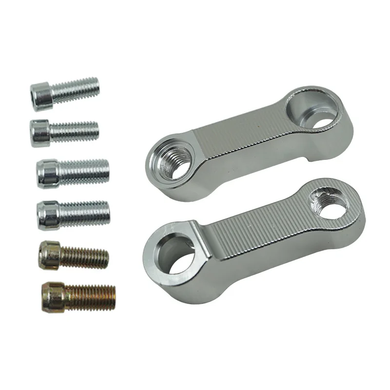 Estensori Per Specchietti Moto, Rialzo 3cm E Allargamento 4cm, Filetti M10 E M8, Kit Universale In Alluminio Nero - 3