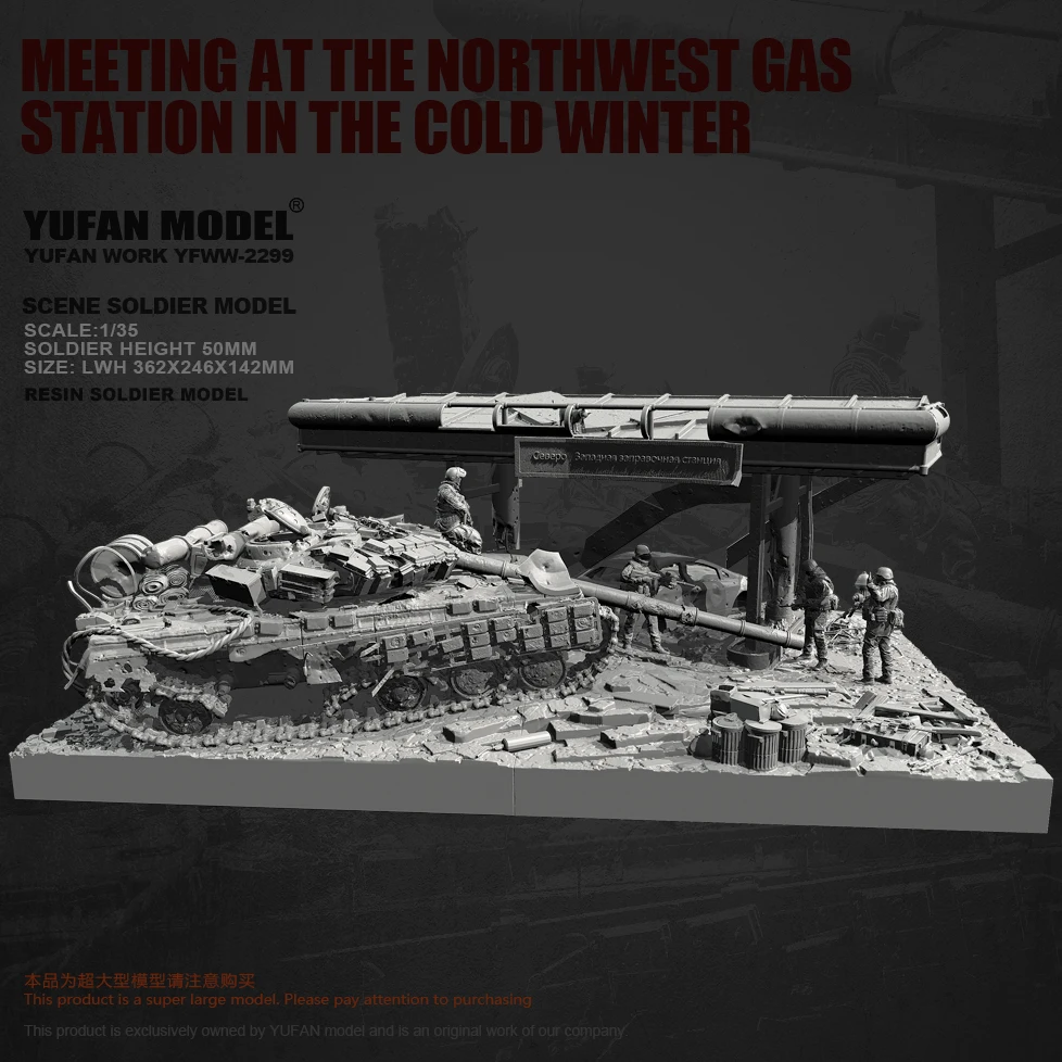 YUFAN MODEL 1/35 Resin model kit for winter gas station colorless self ...