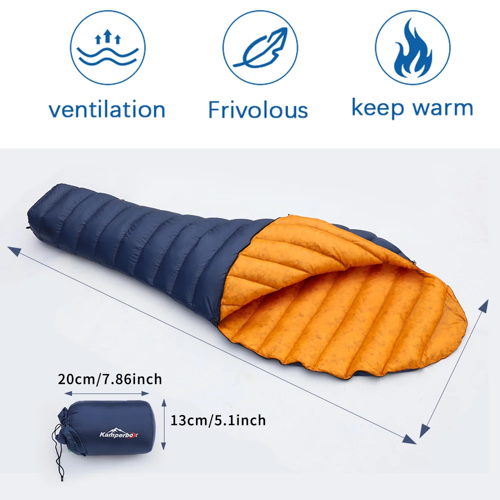 KamperboxUltra Light Down Sleeping Bag Waterproof and Warm Three Season Sleeping Bag Ultra Light Camping Sleeping Bag Camping Ou 2