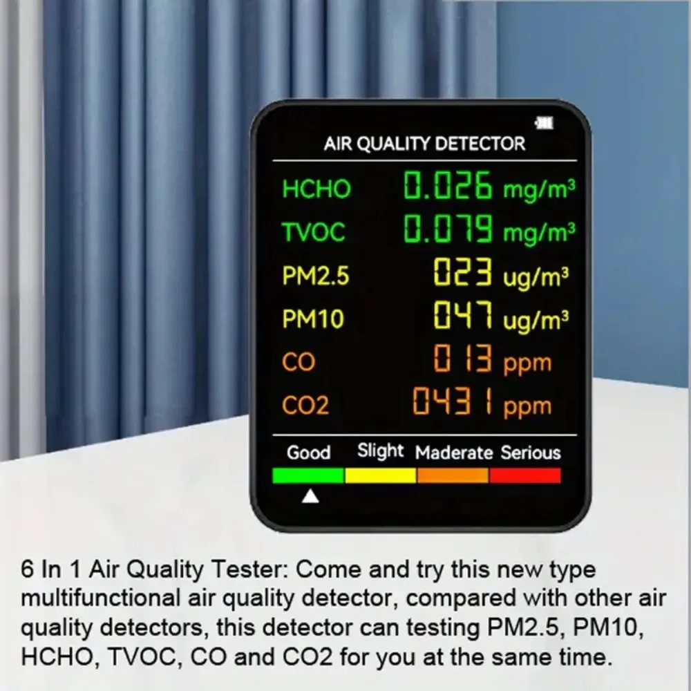 6 In 1 Multifunctional Air Quality Detector Monitor LCD Display Home Indoor Office Wall Mounted Air Quality Tester air quality monitor