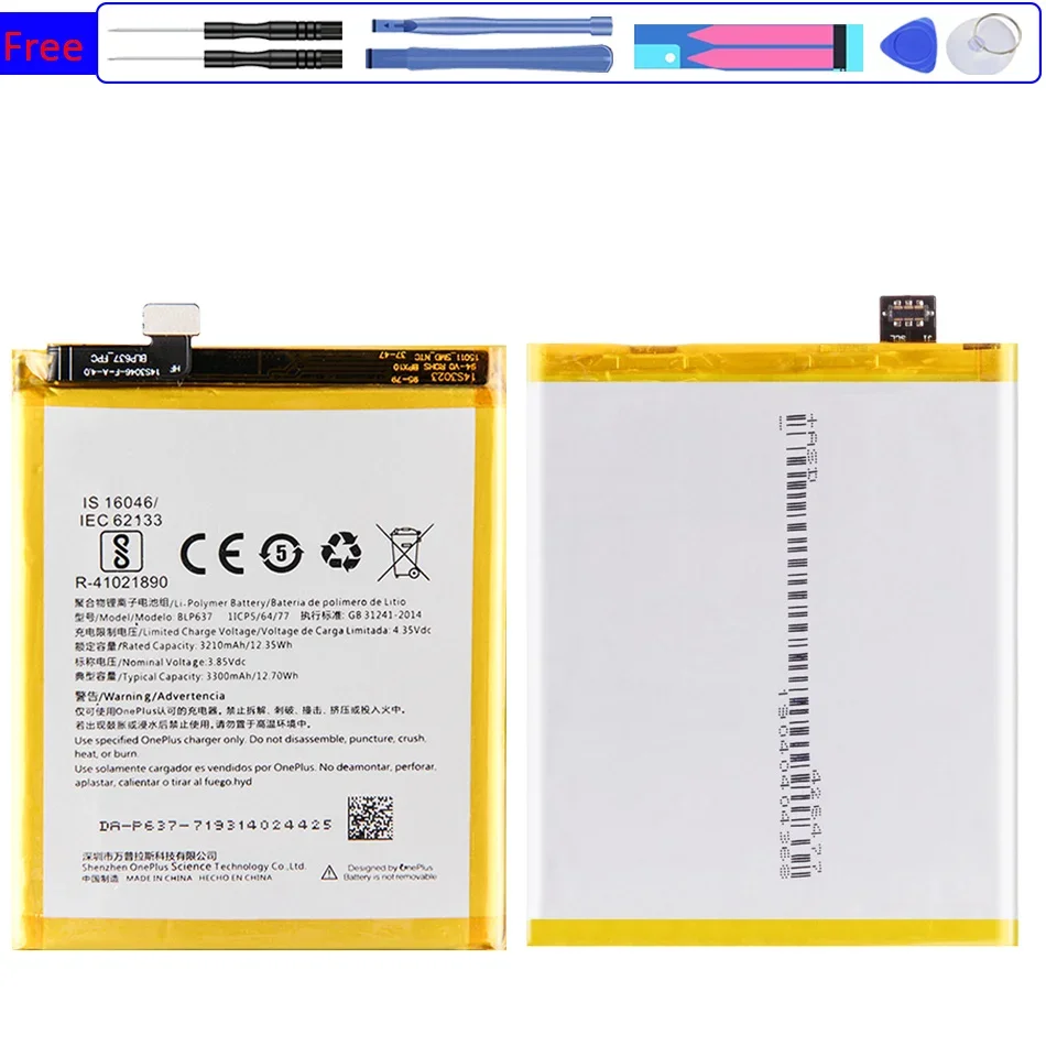 

Аккумулятор 3 5 5T 6 7 Pro, сменная батарея большой емкости для OnePlus 1 + BLP613 BLP637 BLP657 BLP699