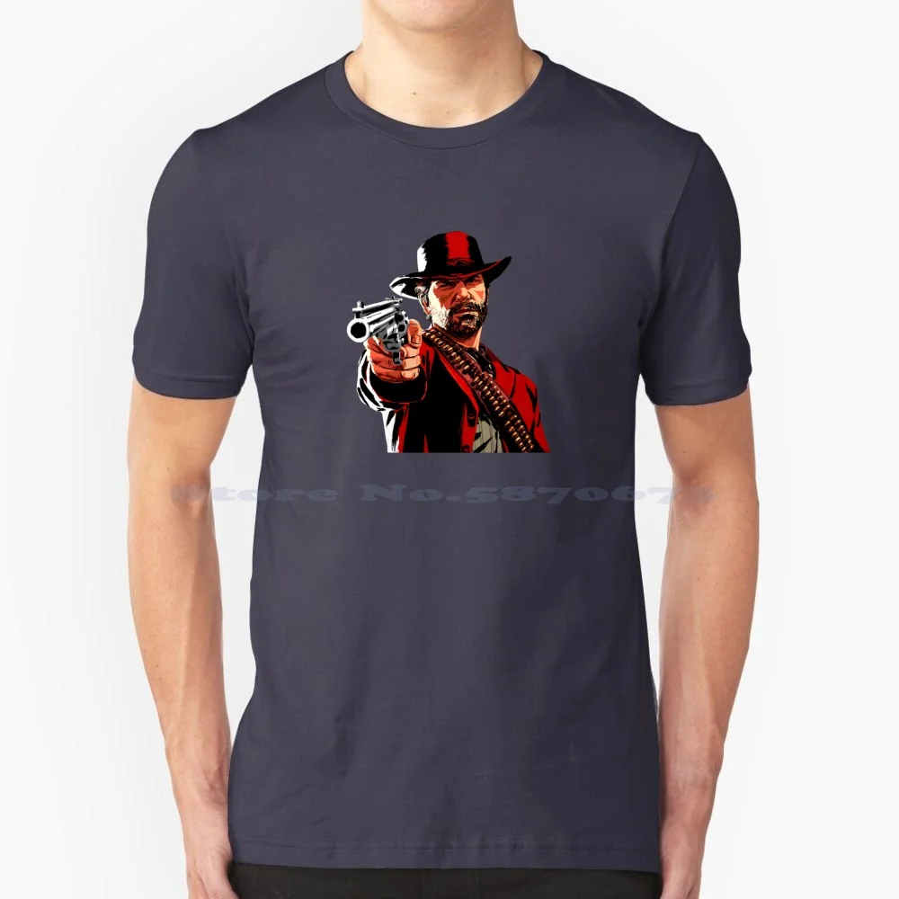 Arthur In Red Action T Shirt 100% Cotone Tee Redemption 2 Rdr2 Arthurs Morgan Cowboy Reds Dead Gaming Johns Marston Ps4 Horse