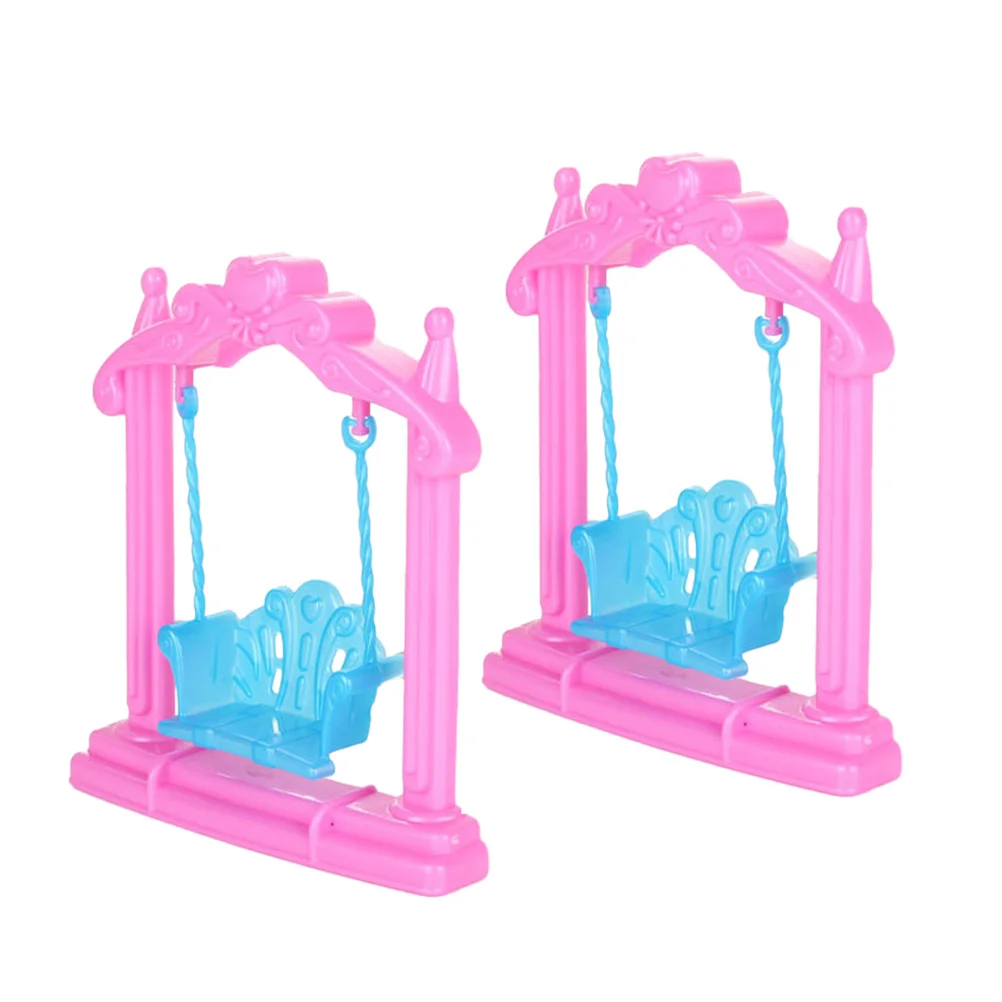 2pcs Mini Swing Plastic Swing Figurine House Swing Prop Tiny House Furniture