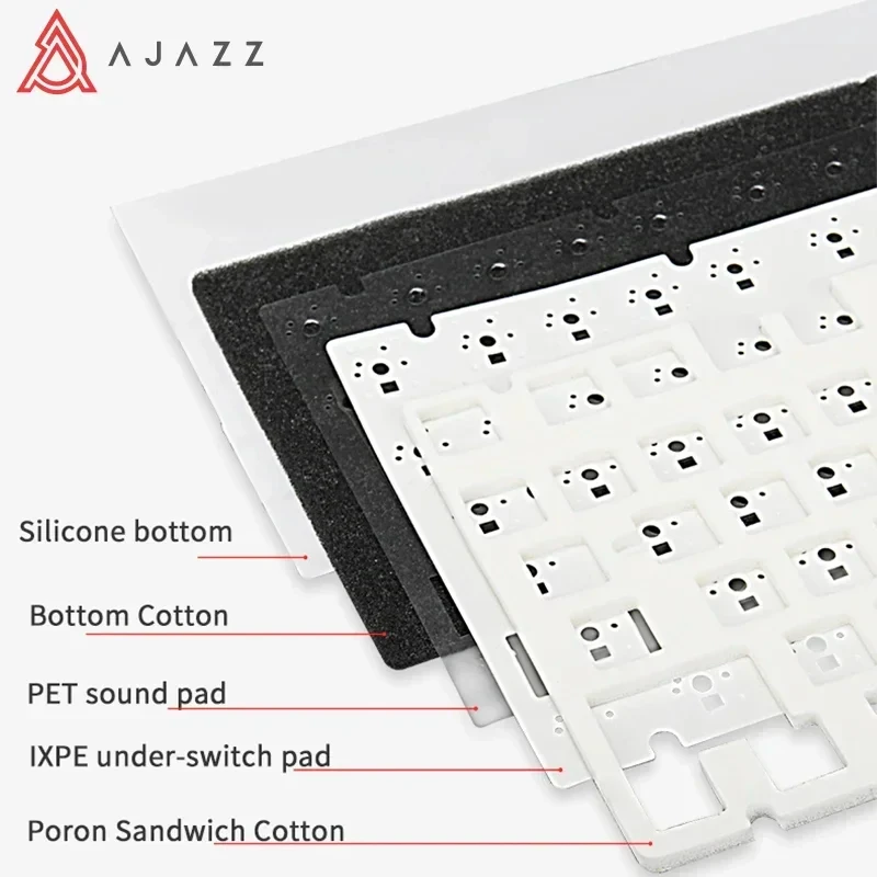 AJAZZ AK820 Mechanical Keyboard Wired USB 75% White Light Hot Swap Gasket Full Key Esports Gaming Keyboard for Pc Laptop Custom