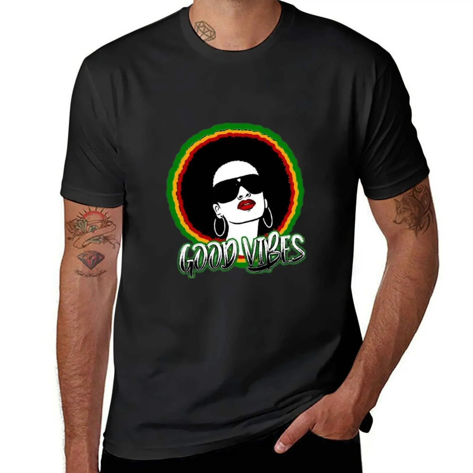 

Good positive vibes artwork reggae culture artwork T-Shirt vintage animal prinfor boys tees Men's t-shirt