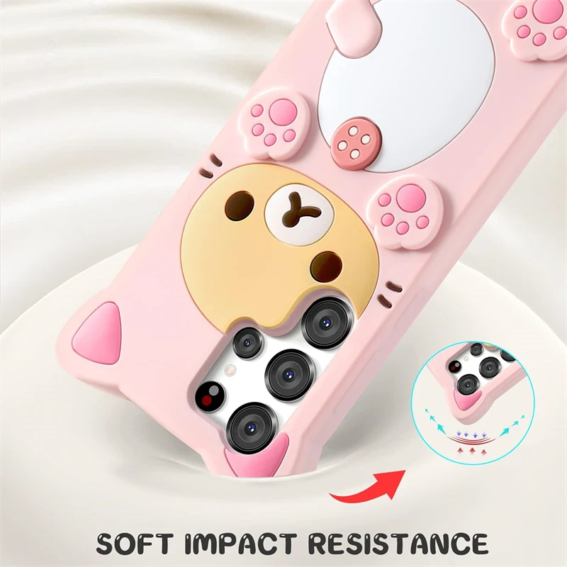 Cute Cartoon Bear Kawaii Soft Silicone Case for Samsung Galaxy S23 S24 thumbnail 3