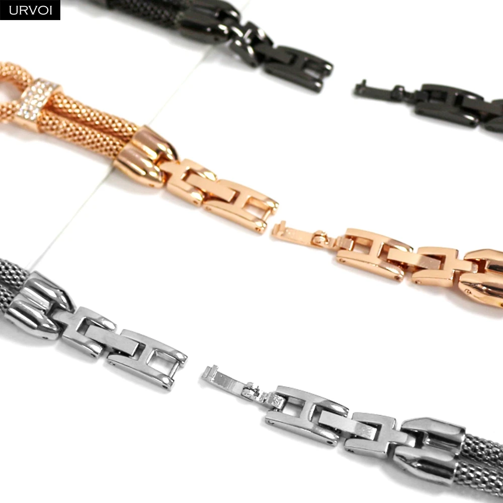 www. Designer Jewelry Bracelet Shiny Leaf Stainless Steel Metal Strap 7 6 5 Color: Rose Gold, Band Width: 38mm 40mm