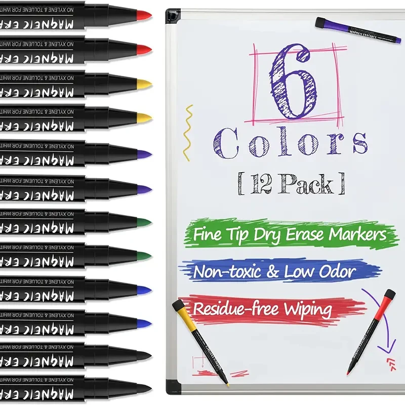 12pcs Magnetic Whiteboard Pens Markers With Eraser Markers For Home And Office Supplies Painting Brush white marker pens,marker pens,color marker pens,pen marker,paint marker pen,markers pen,marker pen,art marker pens,art markers,colored pens