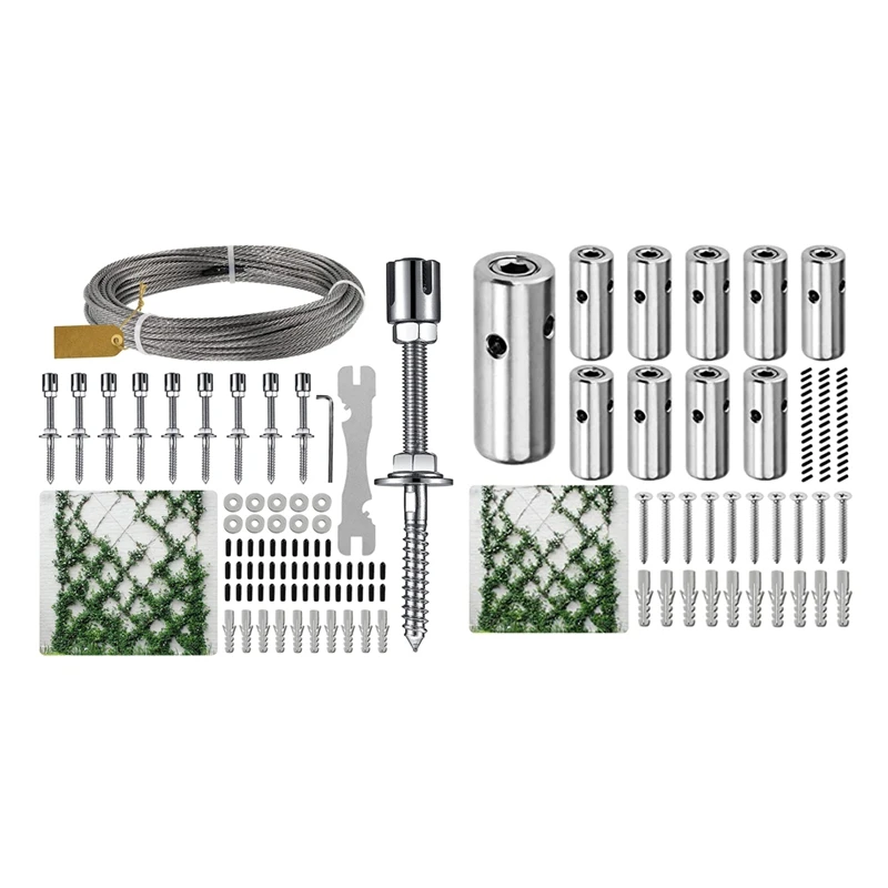 

1 Sets Wire Trellis For Climbing Plants Outdoor, 316 Stainless Steel Fastener, Outdoor Climbing Plant Wire Trellis Kit -A