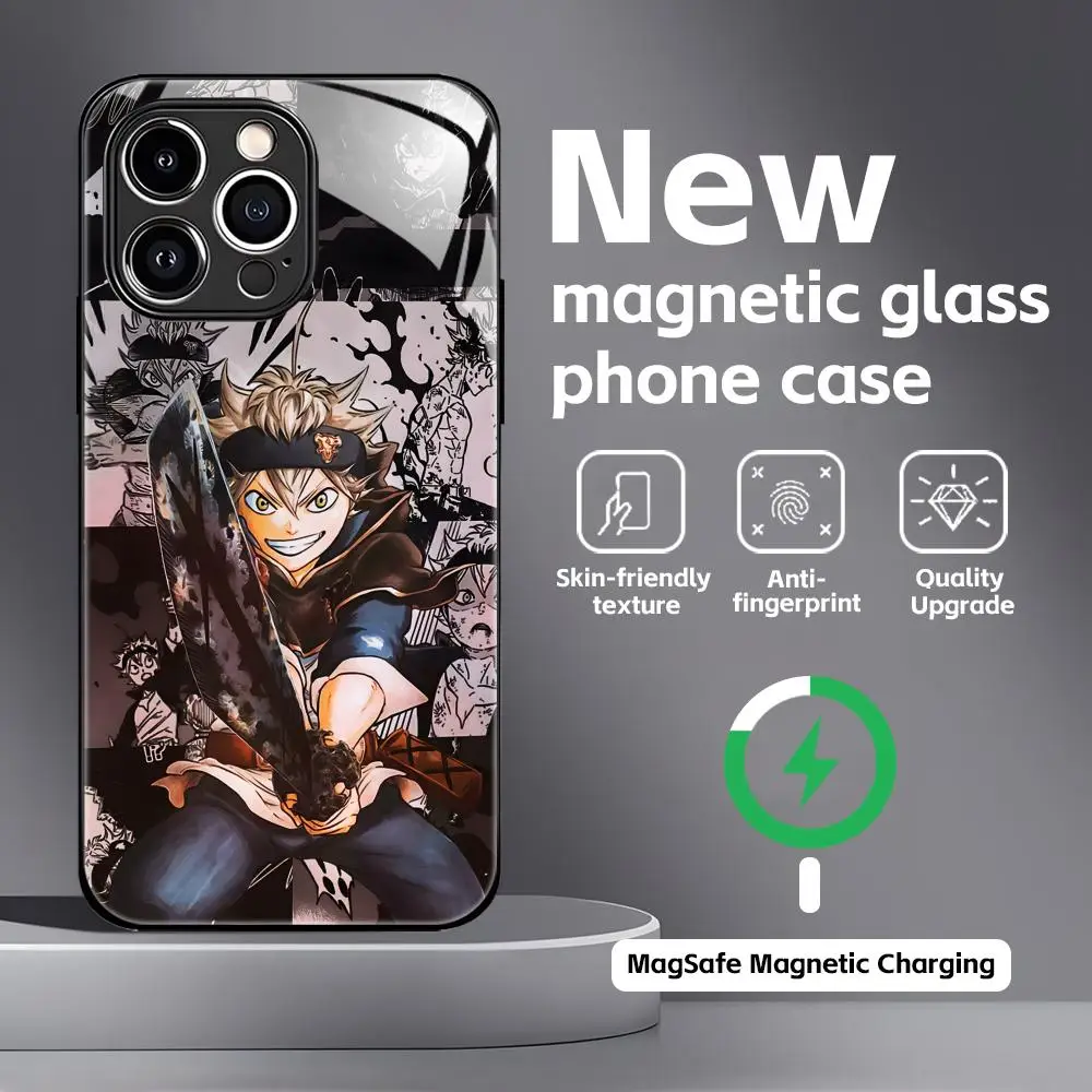 Black Clover Glass Magnetic Phone Case - Anime Design