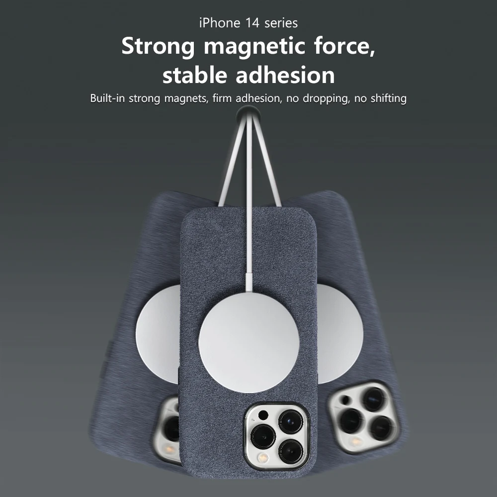 Luxurious Soft Suede Fur Leather Magnetic Phone Case with Magsafe